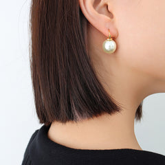 18K Gold-Plated Pearl-Look Hoop Earrings