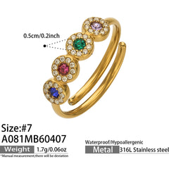 Colored Glass and Cubic Zirconia Ring Collection