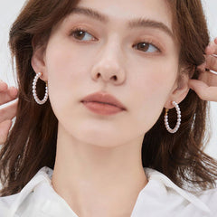 Nicolette Vintage-Inspired Pearl Hoop Earrings No. 425595
