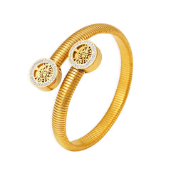 18K Gold-Plated Tree Medallion Open Cuff Bracelet