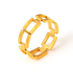 18K Gold-Plated Open Rectangle Link Ring