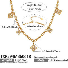 18K Gold-Plated Floral and Heart Cubic Zirconia Jewelry