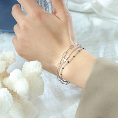 Triple-Layer Cross Chain Bracelet