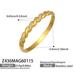 18K Gold-Plated Twisted and Sparkling Bangle Designs