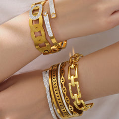 Geometric Cubic Zirconia Statement Cuff Bracelet