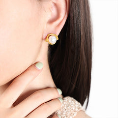 Pearl-Look Sculptural Stud Earrings