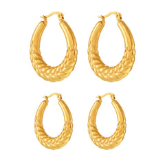 Textured Wheat Pattern Hoop Earrings