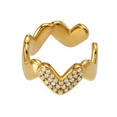 18K Gold-Plated Heart & Wave Single Ear Cuff