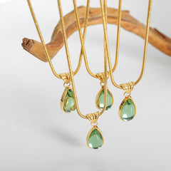 Green Teardrop Pendant Necklace