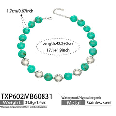 Color Resin Bead Necklace and Bracelet