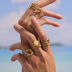 18K Gold-Plated Interlocking Cubic Zirconia Open Ring