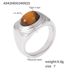 Tiger Eye Oval Statement Ring