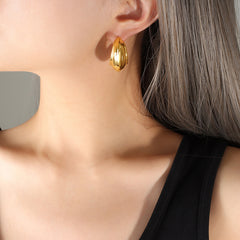 18K Gold-Plated Polished Crescent Hoop Earrings