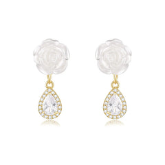Camille Vintage-Inspired Pavé Camellia Drop Earrings