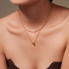 18K Gold-Plated Layered Bead Pendant Necklace