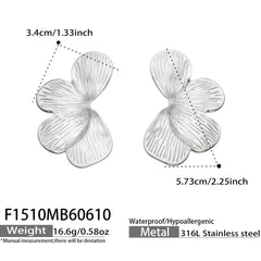 Textured Four-Petal Flower Stud Earrings