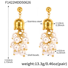 Aventurine or Pearl-Look Floral Drop Earrings