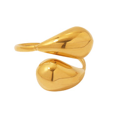 18K Gold-Plated Double Teardrop Open Ring