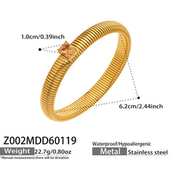 18K Gold-Plated Ribbed Flexible Bracelet