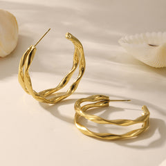 Twisted Double-Line Hoop Earrings