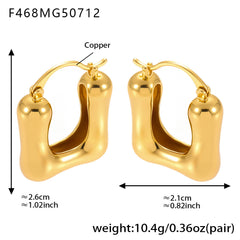 Polished U-Shaped Copper-Base Hoop Earrings