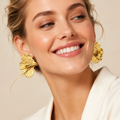 Sculptural Half-Flower Stud Earrings