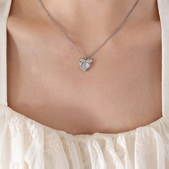 Cat-Eye Accent Heart Pendant Necklace