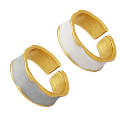 White or Blue Enamel Adjustable Open Ring