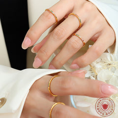 Multicolor Cubic Zirconia Fine Band Ring