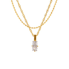 18K Gold-Plated Layered Cubic Zirconia Necklace
