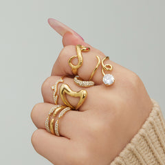 18K Gold-Plated Cubic Zirconia Open Ring Collection
