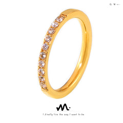 18K Gold-Plated Slim Cubic Zirconia Band Ring