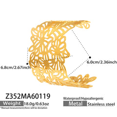 18K Gold-Plated Botanical Openwork Cuff Designs