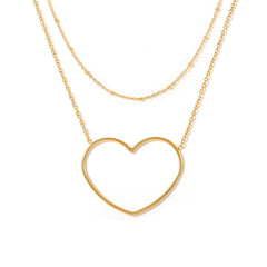 18K Gold-Plated Open Heart Pendant Necklace