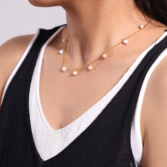 18K Gold-Plated Freshwater Pearl Charm Necklace