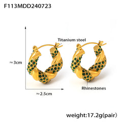 Twisted Cubic Zirconia U-Hoop Earrings