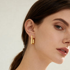 18K Gold-Plated & Rose Gold-Tone Rectangular Hoops