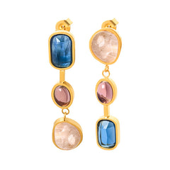 Asymmetric Color Accent Drop Earrings