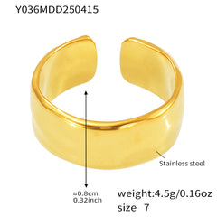 Gold-Tone Textured Stainless Steel Open Rings