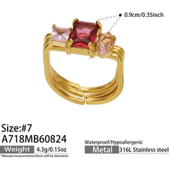Cubic Zirconia Three-Row Statement Ring