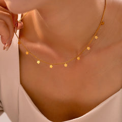 18K Gold-Plated Petite Flower Station Necklace