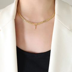Cubic Zirconia Initial Letter Chain Necklace