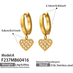 18K Gold-Plated Heart Charm Hoop Earrings
