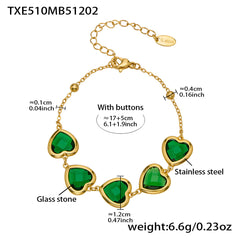 18K Gold-Plated Faceted Glass Heart Jewelry