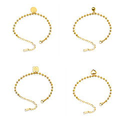 18K Gold-Plated Beaded Charm Chain Bracelet
