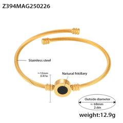 18K Gold-Plated Black Shell Open Cuff Bracelet