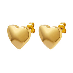 Minimal Polished Heart Stud Earrings