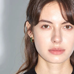Nadine Emerald-Tone Pavé Stud Earrings