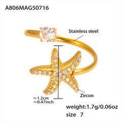 Ocean Motif Cubic Zirconia Open Ring Designs