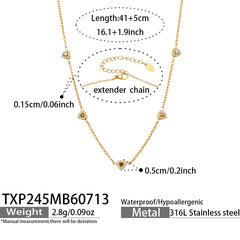 18K Gold-Plated Color Heart Cubic Zirconia Jewelry